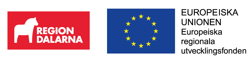 Logotyper Region Dalarna och EU:s regionala utvecklingsfond.